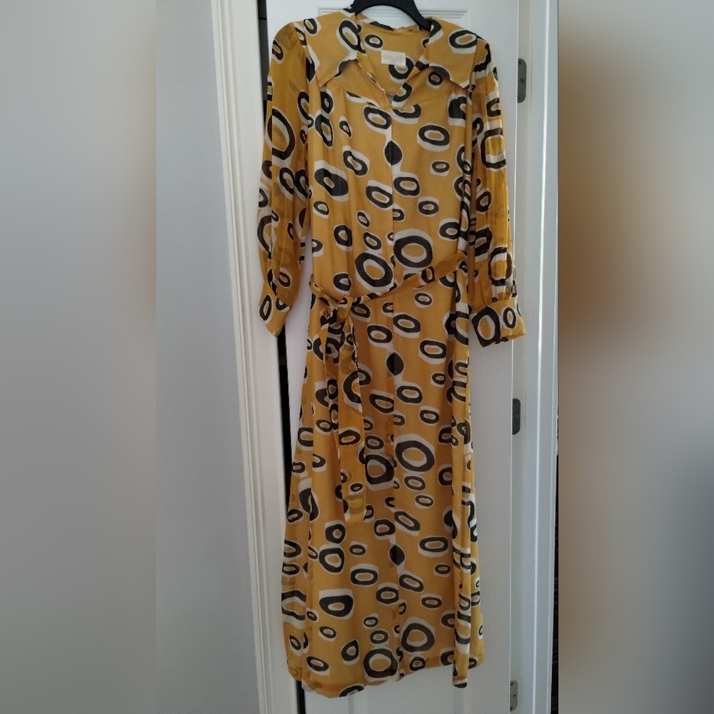 Vtg Yellow Patterned Dress/Housecoat Raymodes NY